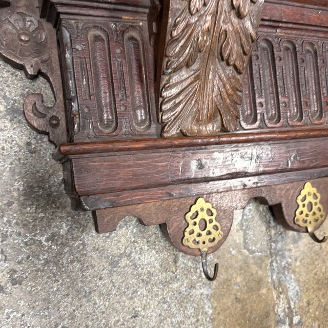 Italian Walnut Carved Hanging Coat Rack, Antique For Sale - Image 10 of 12