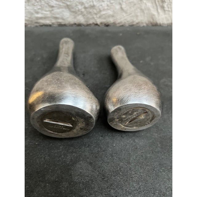 1990s Vintage Salt & Pepper Silverplate Shakers Postmodern For Sale - Image 5 of 5