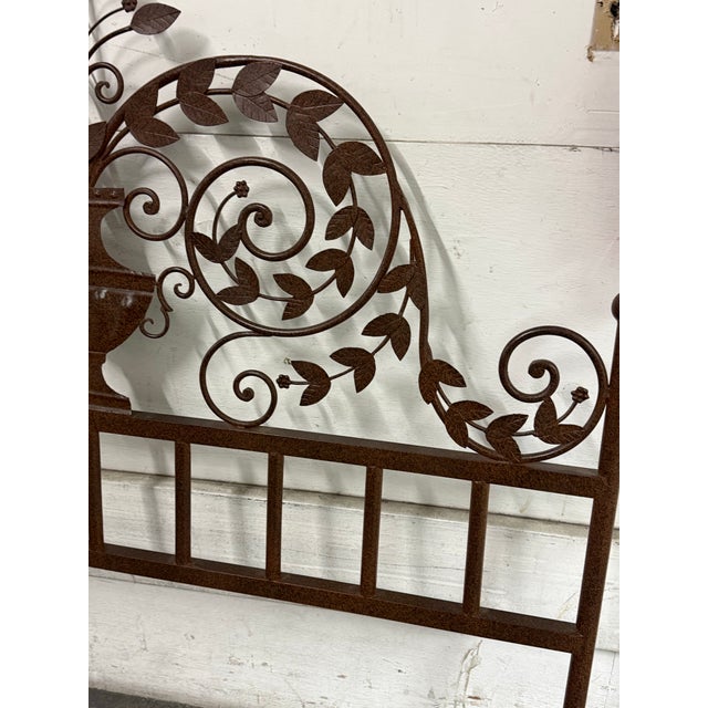 Metal Queen Size Wrought Iron Botanical Scrollwork Headboard For Sale - Image 7 of 12