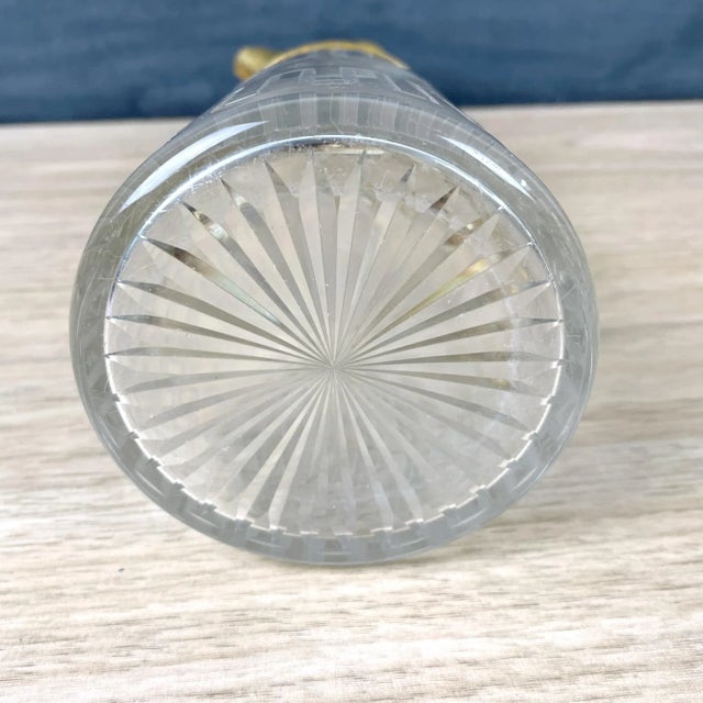 Metal 1920s Vintage Greek Key Cut Glass Fancy Claret Jug For Sale - Image 7 of 10