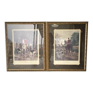 Set of Morning and Evening Framed Prints by e.a.s. Douglas Equestrian Hunting Artworks For Sale