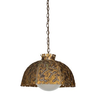 Mid-Century Brutalist Torch Cut Pendant Light by Tom Greene for Feldman For Sale