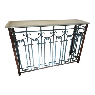 Architectural Wrought Iron and Glass Console Table For Sale