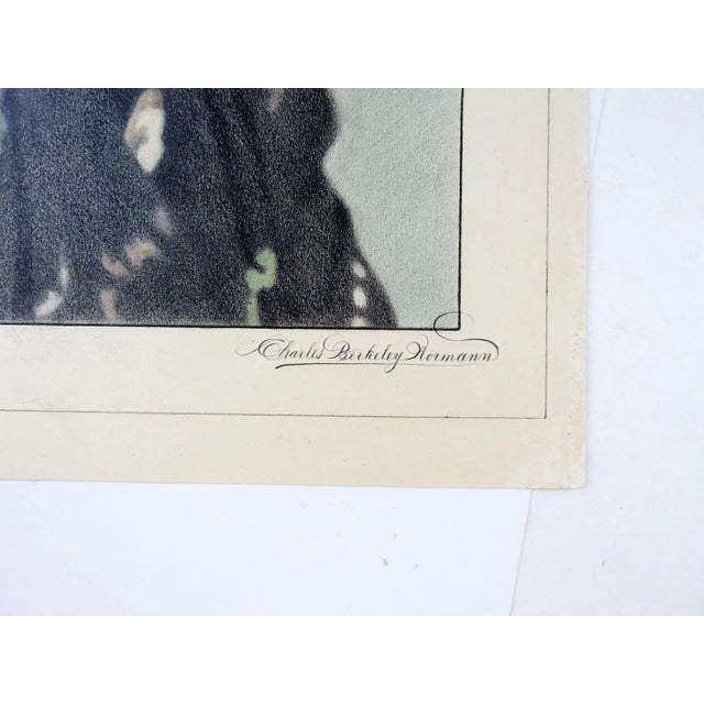 Vintage mid century colored pencil portrait of Texas artist Geneva Flores Hart Fell by Charles Berkeley Normann...