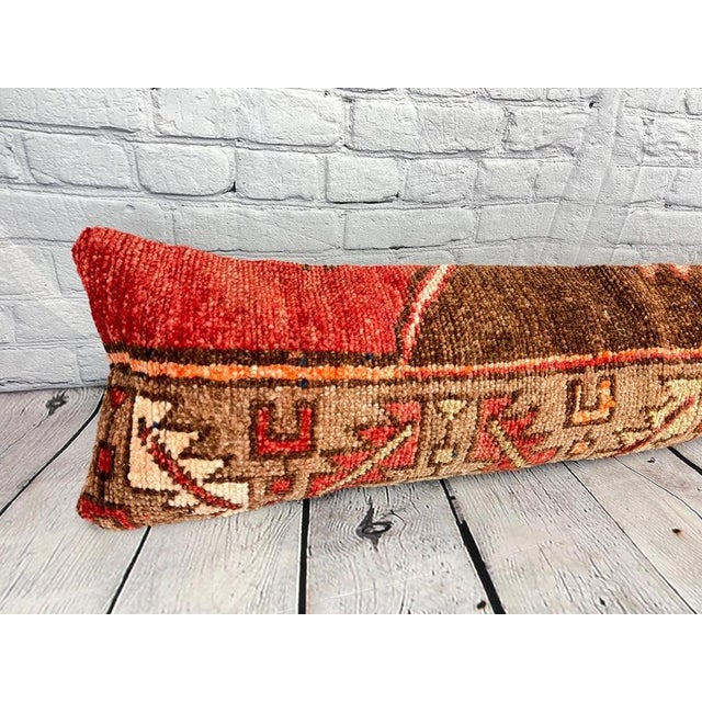12 x 46 Lumbar Rug Pillow Bohemian Chic Turkish Pillow Cushion Cover For Sale In Houston - Image 6 of 7