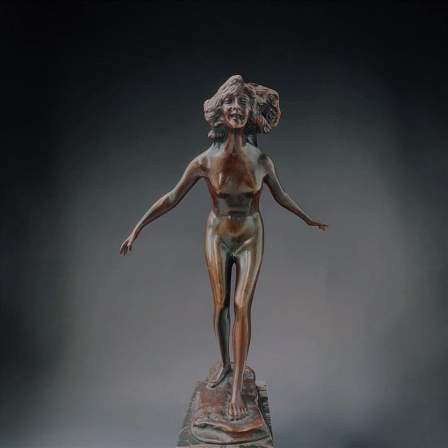 French School, Nude Sculpture, 1910, Bronze and Marble For Sale - Image 4 of 15