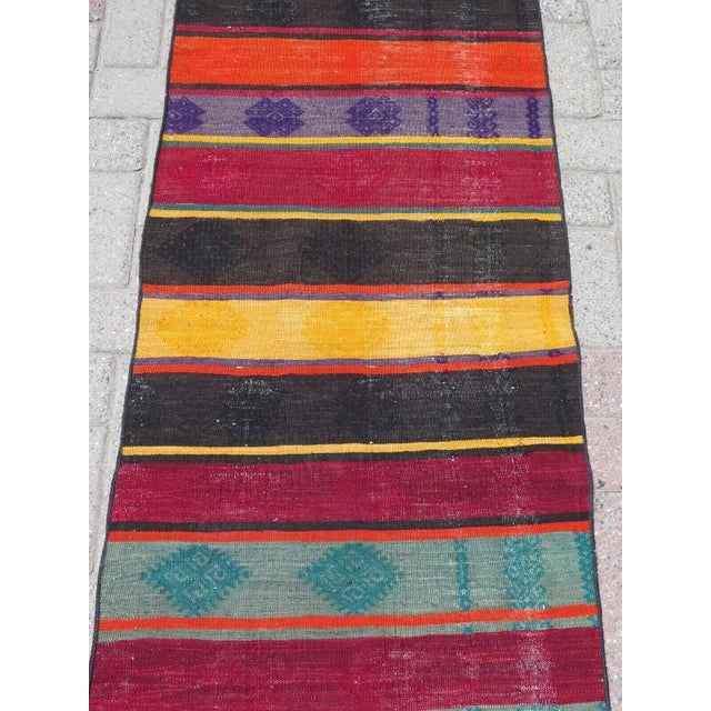 1960's Vintage Handmade Kilim Runner - 24" X 134" For Sale - Image 4 of 12