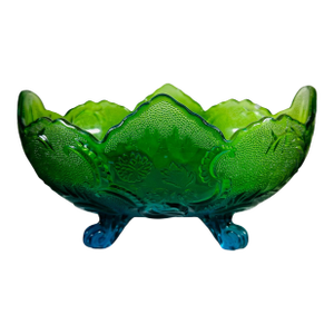 1960s Jeannette Classics Lombardi Bowl - Green/Blue #3435 Compote