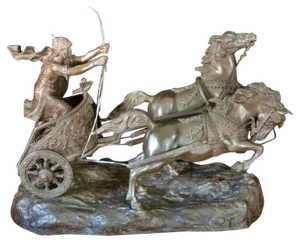 Italian Artist, Roman Chariot, 19th Century, Bronze Sculpture