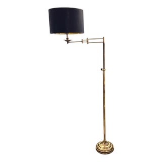 Adjustable French Swing Arm Floor Lamp with Tiered Base, 1950s For Sale