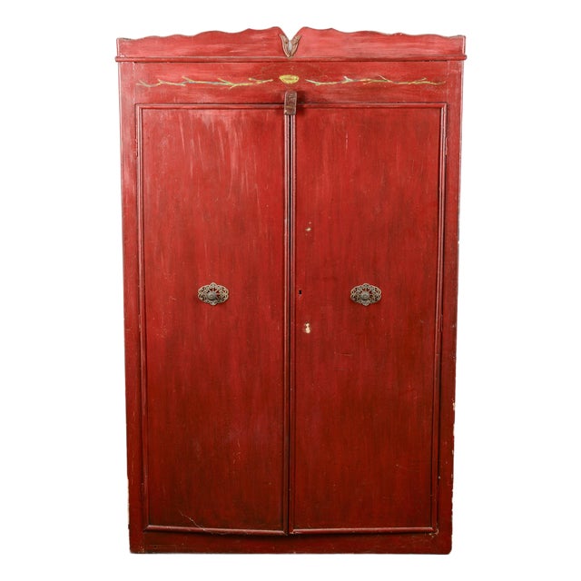 Painted Wardrobe in Wood and Metal For Sale