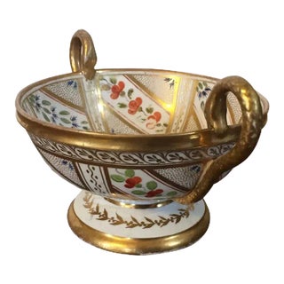 Antique Early 19th Century Spode Porcelain Serpent Handled Footed Bowl Decorated in Geometric Sprig For Sale