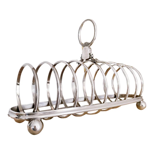 Large Antique Silver Plated Toast Rack For Sale