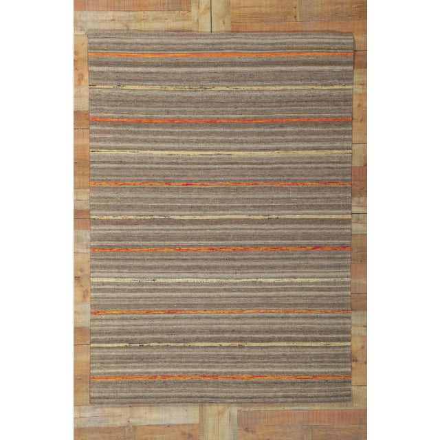 Vintage Style Striped Kilim Rug, 4'8 X 6'8 For Sale In Dallas - Image 6 of 7