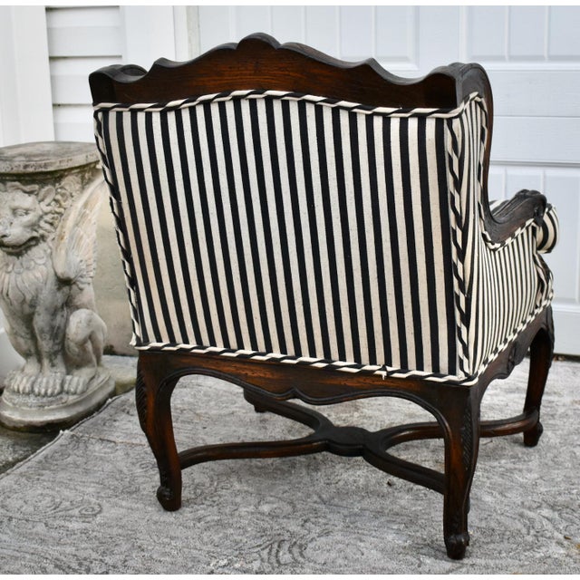 Wood Vintage Carved Oak Country French Style Boudoir Chair For Sale - Image 7 of 12