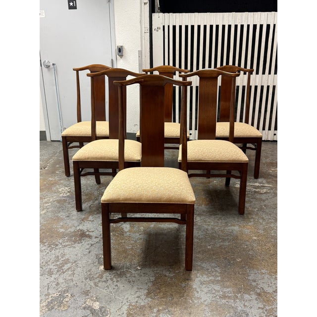 Design Plus Gallery presents a set of Six High Back Dining Chairs from Bernhardt Furniture. These chairs showcase...