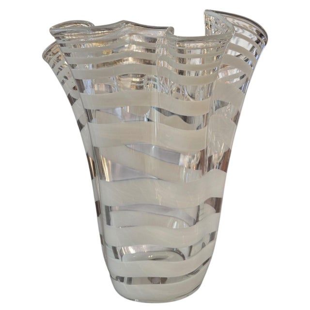 Elegant Italian Murano glass handkerchief-style vase, dating to the mid-20th century, circa the 1960's, distinguished by...