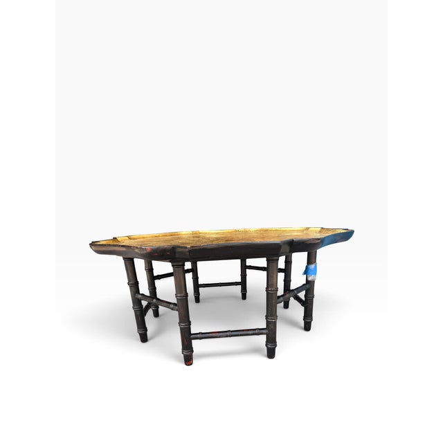 Chinoiserie Vintage Kittinger Kt2408 Chinoiserie Gold Leaf & Faux Bamboo Octagonal Coffee Table For Sale - Image 3 of 14