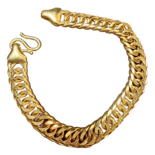 Link 24 Karat Pure Yellow Gold Solid Bracelet, 73 Gm, Unisex , 8 Inch For Sale