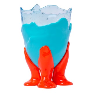 Vase in Clear Aqua and Matt Turquoise and Orange by Gaetano Pesce for Fish Design For Sale