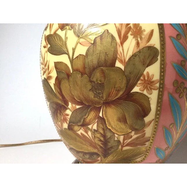 Royal Worcester Hand Gilt and Painted Porcelain Lamp by Royal Worcester, England 1878 For Sale - Image 4 of 10