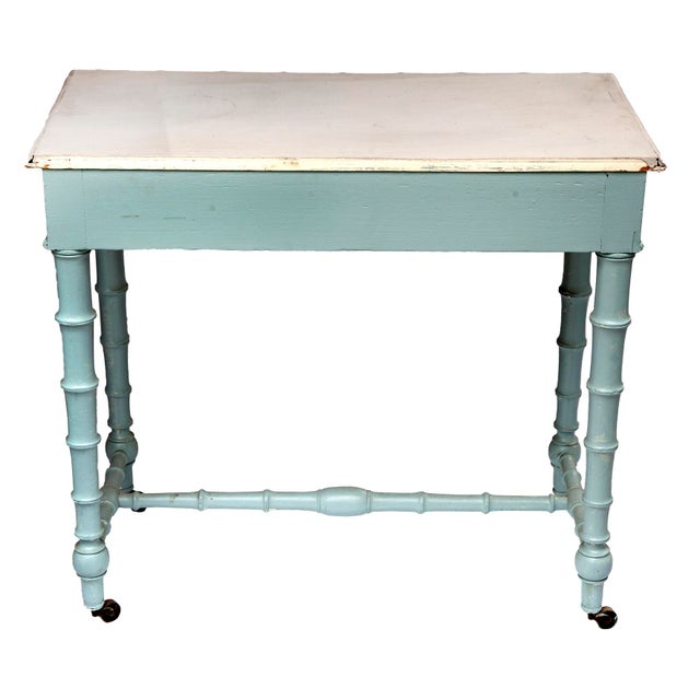 Wood Antique Painted Faux Bamboo Desk W/Drawer For Sale - Image 7 of 8