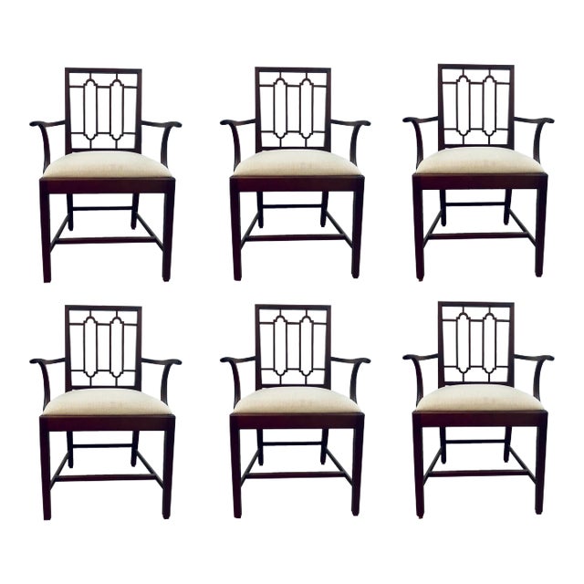 Thomas O’Brien for Hickory Chair Transitional Architectural Dining Chairs Set of 6 For Sale