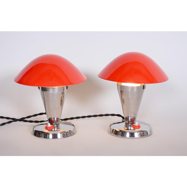 1930s Table Lamps in Chrome attributed to Napako, Czech, 1930s, Set of 2 For Sale - Image 5 of 7
