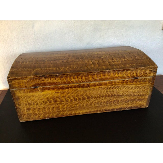 Paint Antique Folk Art Dome Painted Chest For Sale - Image 7 of 11