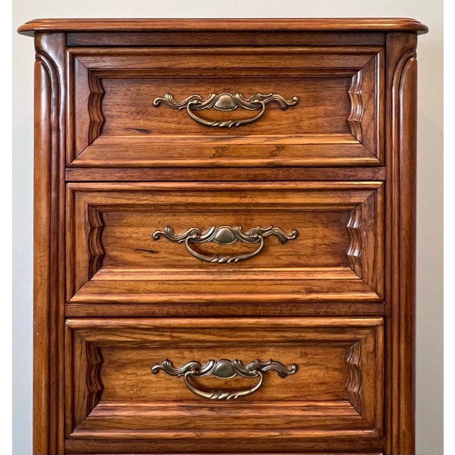 French Country Dixie Furniture Carved French Country Lingerie Chest For Sale - Image 3 of 11