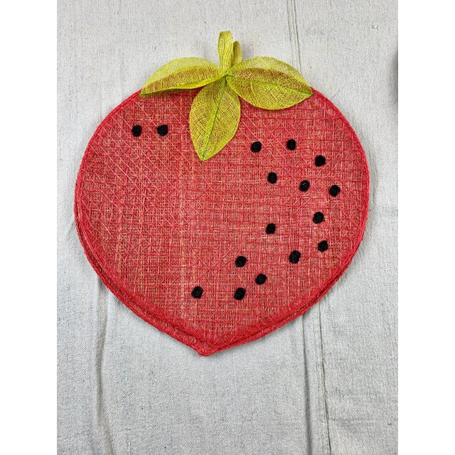 Vintage Strawberry Raffia Placemats-Set of 4 For Sale In New Orleans - Image 6 of 9