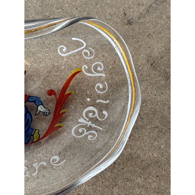 C’est La Mère Michel Trinket Tray in Enameled Glass by Émile Gallé For Sale - Image 4 of 8