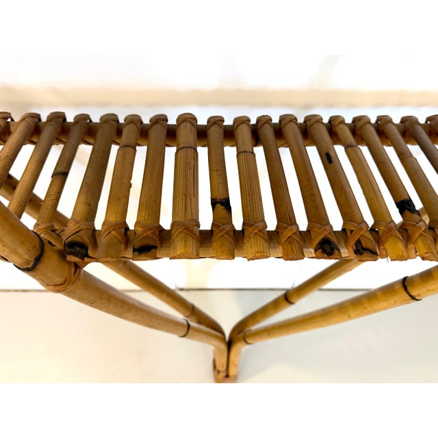 Brown Demilune Console Table in Bamboo and Formica, Italy, 1970s For Sale - Image 8 of 12