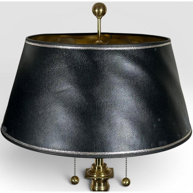 Pair of Vintage Neoclassical Black Brass and Marble Pedestal Table Lamps Attributed to Stiffel For Sale - Image 12 of 15