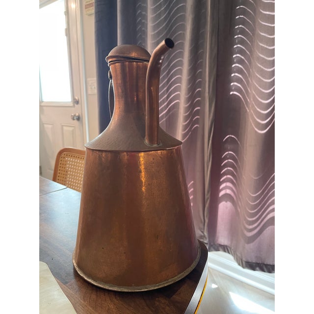 Metal Antique 19th Century Turkish Hammered Copper Pitcher With Brass Handle Water Pot For Sale - Image 7 of 11