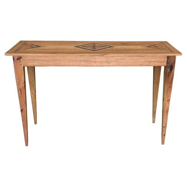 Late 20th Century Geometric Marquetry Console Sofa Table with Tapered Legs For Sale - Image 15 of 18