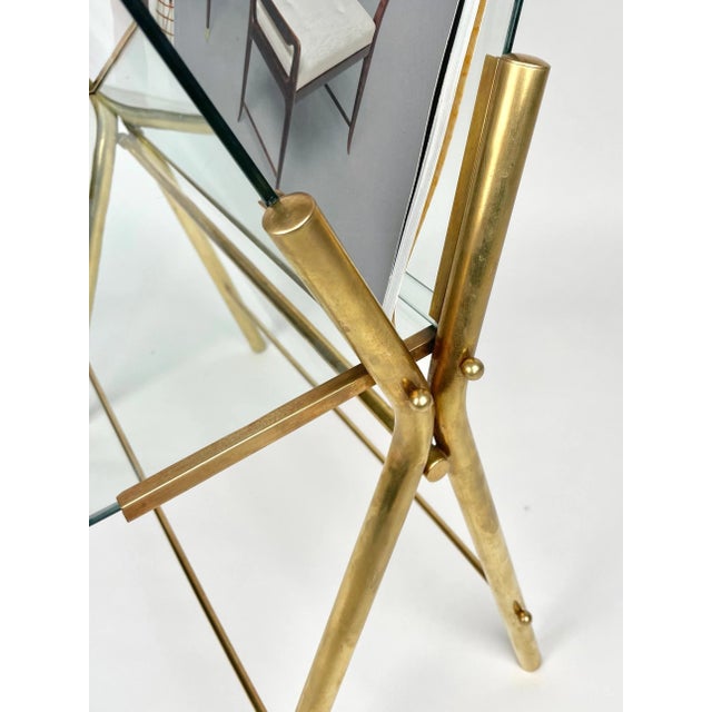 Brass & Glass Magazine Rack, Italy, 1950s For Sale - Image 13 of 14