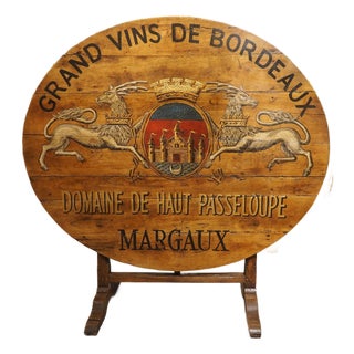 19th Century Tilt-Top French Vineyard Table in Carved Cherry, Margaux For Sale