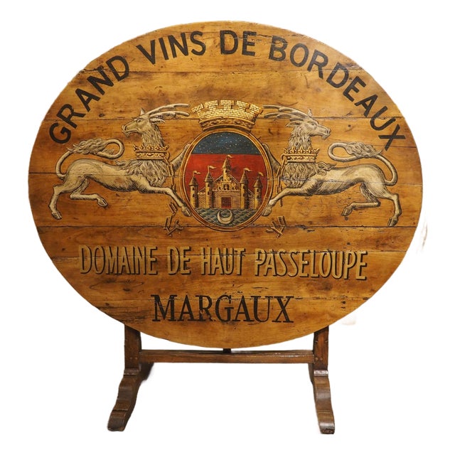 19th Century Tilt-Top French Vineyard Table in Carved Cherry, Margaux For Sale