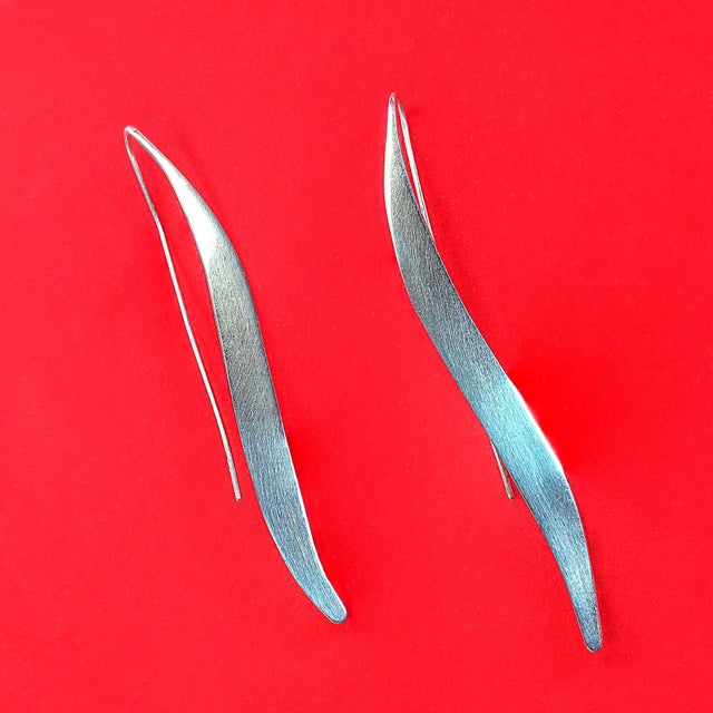 Late 20th Century Late 20th Century Handmade Sterling Silver Earrings - 2 Pieces For Sale - Image 5 of 8