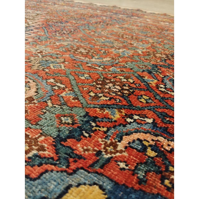 Antique Bijar Carpet Oriental Rug, Handmade, Ivory, Rust, Light Blue, Terracotta For Sale In New York - Image 6 of 18