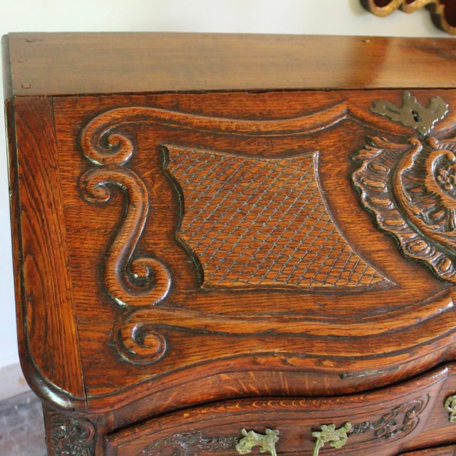 Mid 19th Century Continental Rococo Carved Slant Front Desk Top Commode For Sale - Image 5 of 12