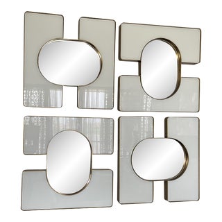 Uttermost Modern White Glass Mirrors - Set of 4 For Sale