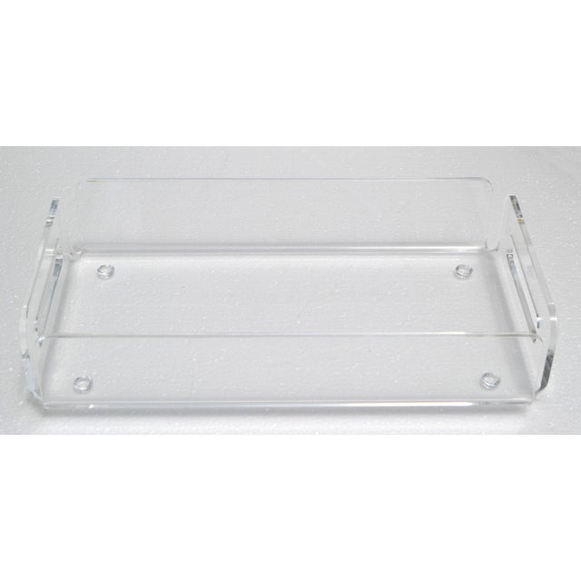 1980s Dorothy Thorpe Style Sculptural Rectangle Clear Lucite Serving Tray For Sale - Image 14 of 15
