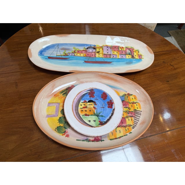 Ceramic Vietri Hand Painted Serving Dishware, Set of Three For Sale - Image 7 of 12