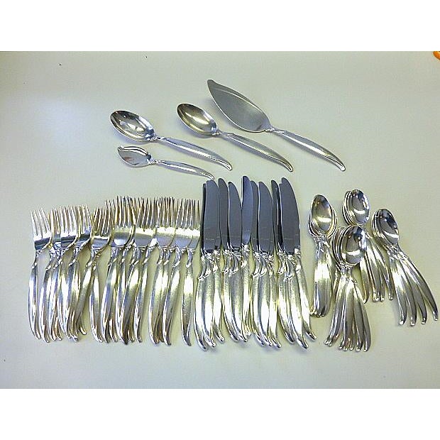 1956 Flair International Modernist Silver Plate Set 12 Flatware 64 Pieces Chairish