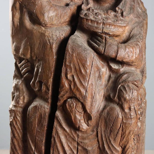Wood Antique Neo-Gothic Sculpture Virgin with Child Model, 19th Century For Sale - Image 7 of 10