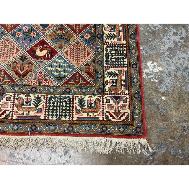 4ft 7in × 6ft 10in Persian Bakhtiari-Style Kheshti Garden Panel Wool Rug, Vintage For Sale - Image 4 of 12
