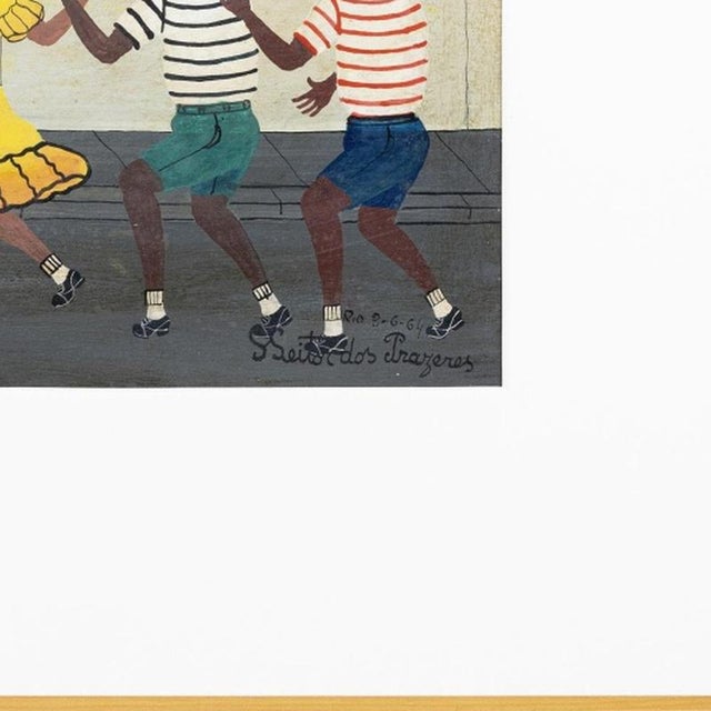Heitor Dos Prazeres, Children with Balloon, 1964, Oil on Canvas For Sale - Image 5 of 6