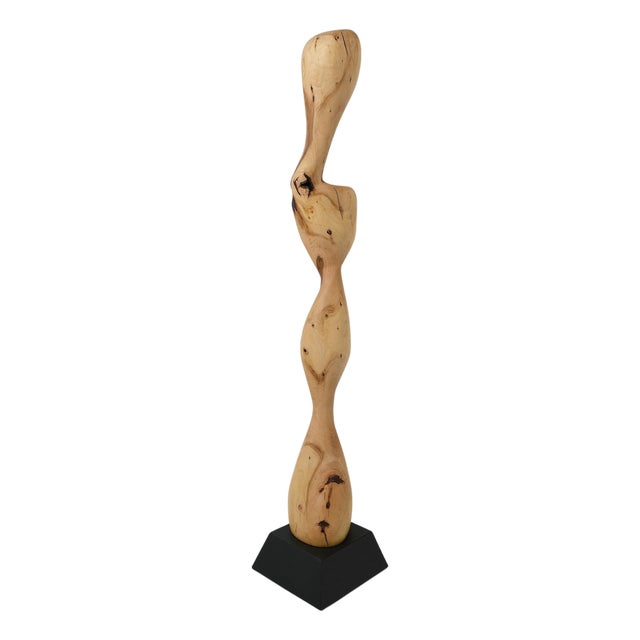 Still Stand Abstract Wood Sculpture in Walnut by Logniture For Sale